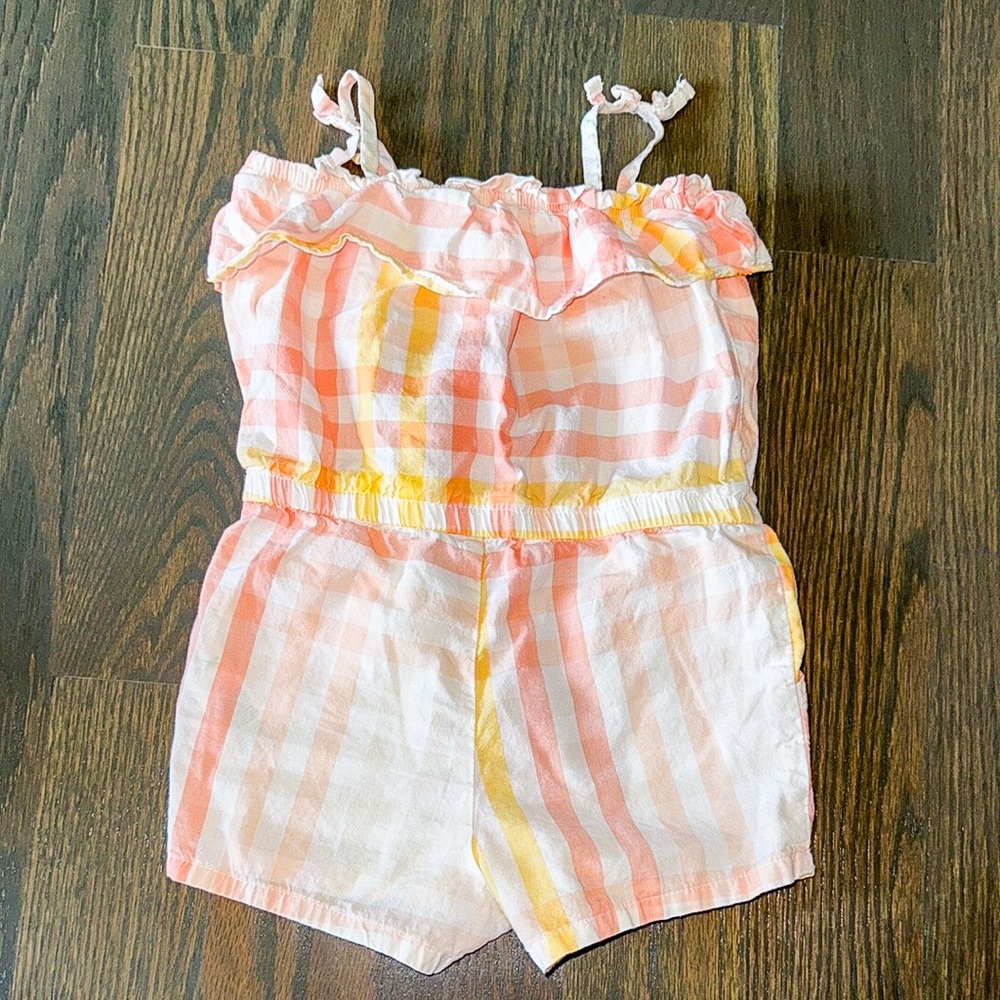 OshKosh B’gosh Pink & Yellow Plaid Sleeveless Romper | 18M - Picture 5 of 8